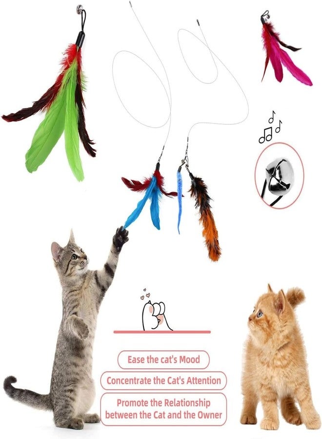 Mumoo Bear 11 Pcs Cat Feather Toys, Interactive Kitten Toys for indoor Cat Kitten,1 Retractable Cat Teaser Wand with 10 Feather Refills - Image 5